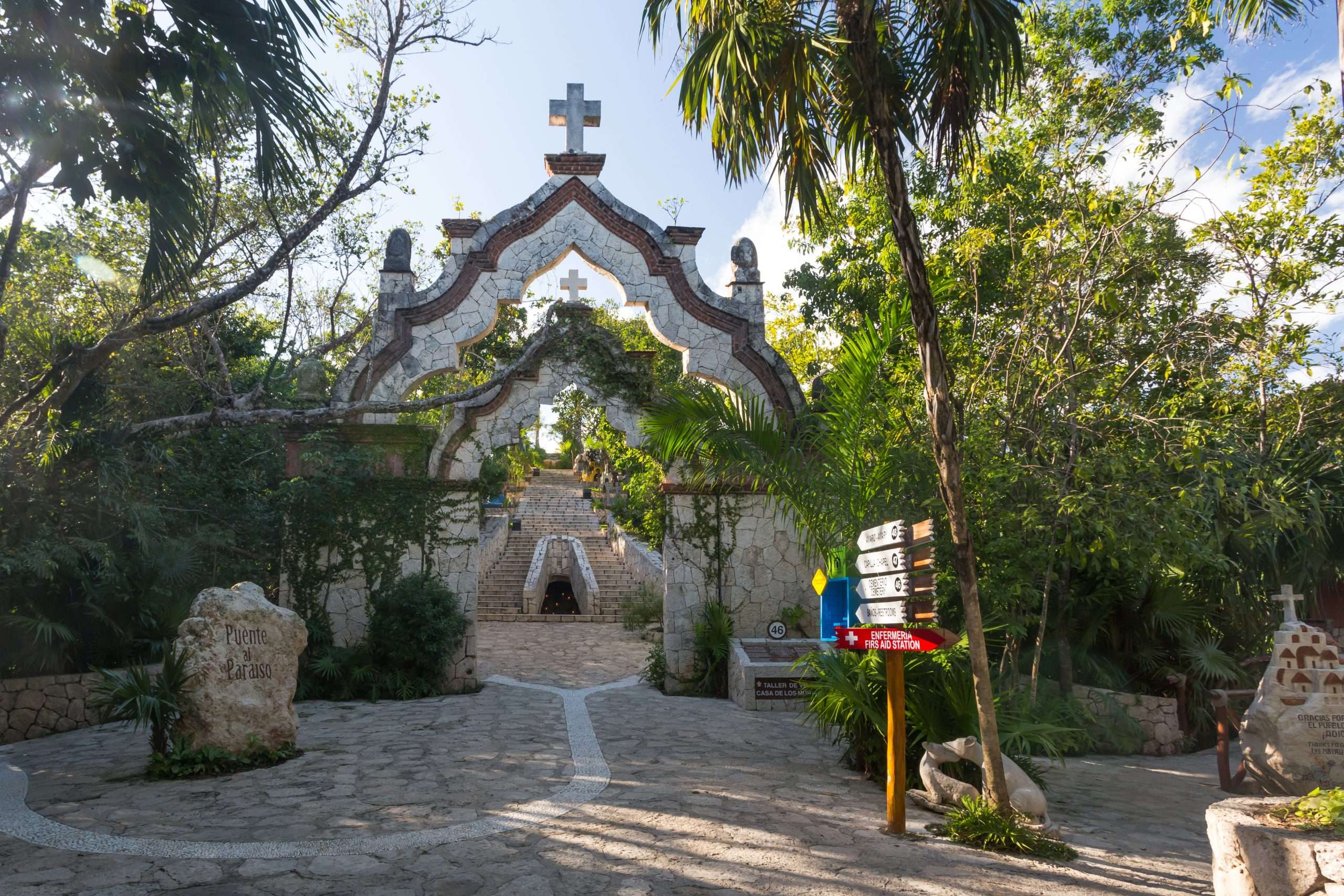 Family Fun in the Sun: Top Playa del Carmen Activities for All Ages 3 Entrance and staircase to the cemetery in the Xcaret park in Mexico