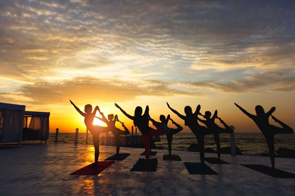 Sunset group yoga